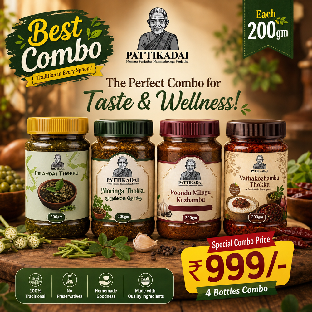Thokku Combo Each (200 G ) | Pirandai,Moringa,Vathakozhmbu,Poondu Milagu